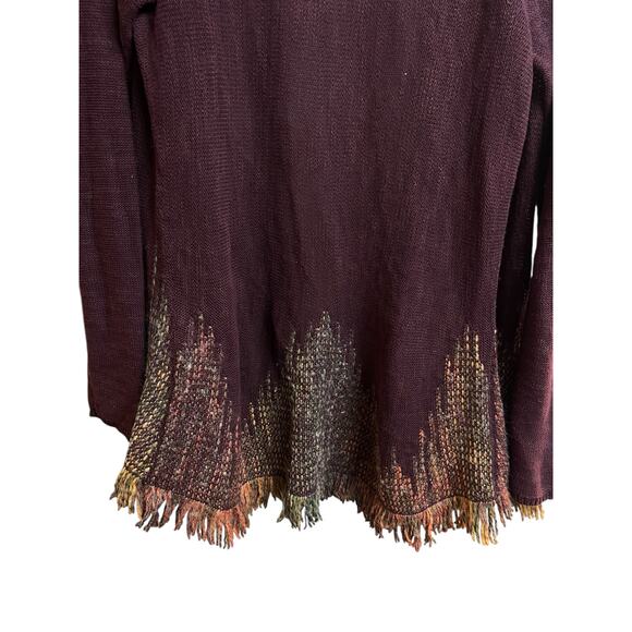 Anthropologie Moth Nevis Open Front Cardigan Sweater Medium Fringe Hem - Picture 9 of 10